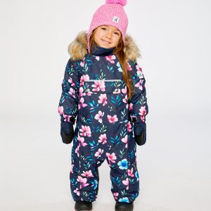 Alternative view of Baby One Piece Snowsuit Adapted For Car Seats Blue Floral Print