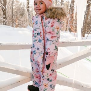 Alternative view of Baby One Piece Snowsuit Adapted For Car Seats Pink Floral Print
