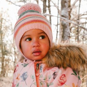 Baby One Piece Snowsuit Adapted For Car Seats Pink Floral Print - Image 3
