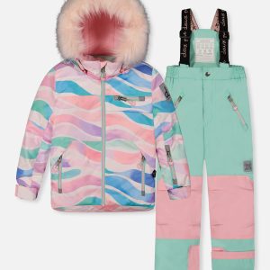 Two Piece Play Snowsuit Multicolored Line Print