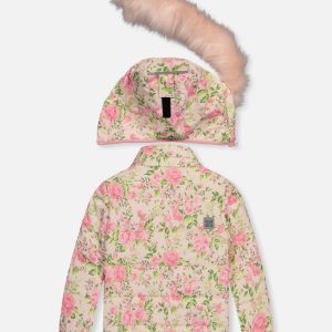 Two Piece Play Snowsuit Pink Minit Flower Print With Pink Pants - Image 3