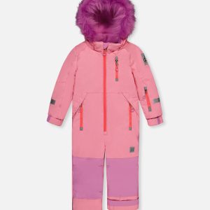 Kids One Piece Play Snowsuit Pink