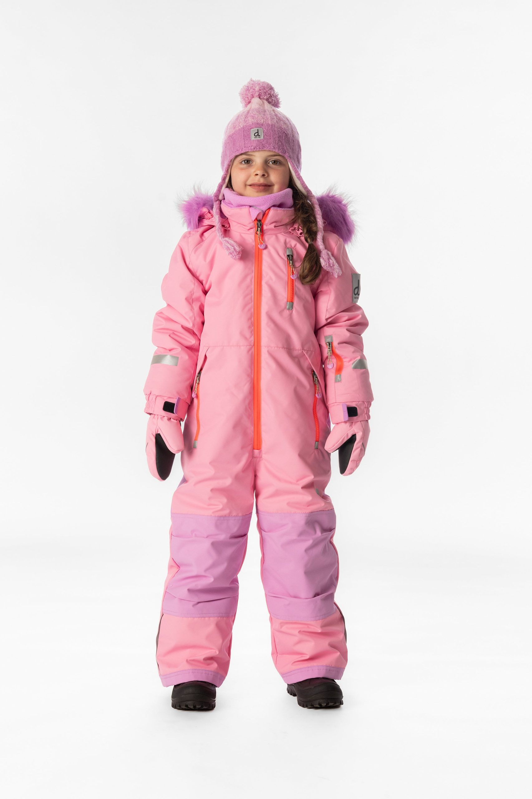 Kids One Piece Play Snowsuit Pink - Image 2