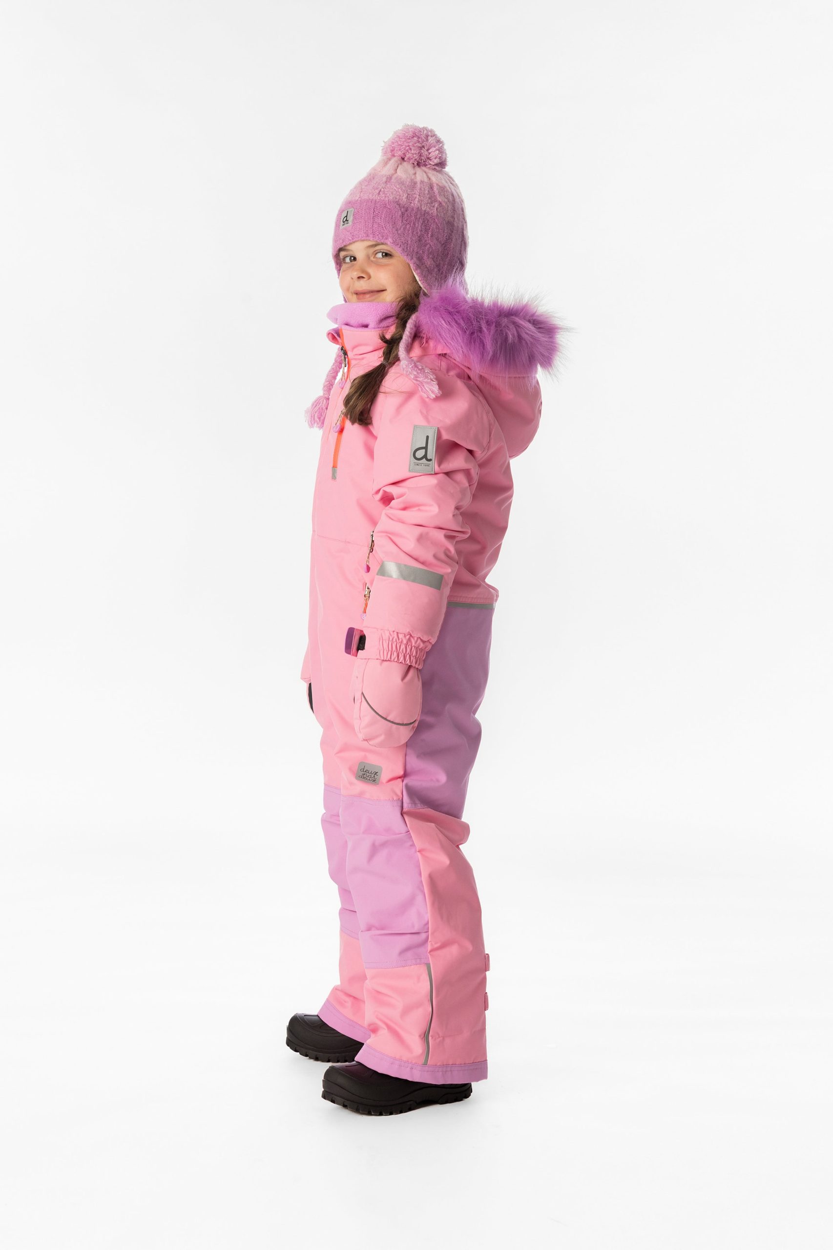 Kids One Piece Play Snowsuit Pink - Image 3
