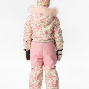 Kids One Piece Play Snowsuit Beige Vintage Rose Print - Image 4