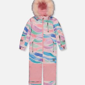 Kids One Piece Play Snowsuit Multicolored Line Print
