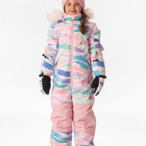 Kids One Piece Play Snowsuit Multicolored Line Print - Image 2