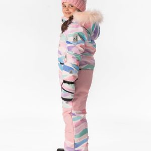 Kids One Piece Play Snowsuit Multicolored Line Print - Image 3