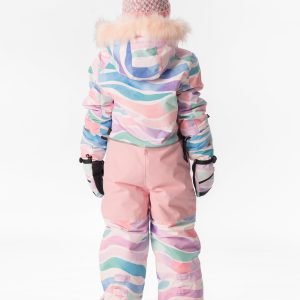 Kids One Piece Play Snowsuit Multicolored Line Print - Image 4