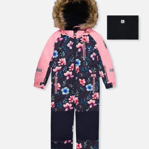 Kids One Piece Play Snowsuit Blue Floral Print - Image 16