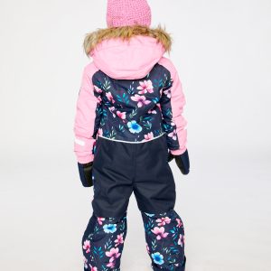 Kids One Piece Play Snowsuit Blue Floral Print - Image 4