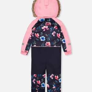 Kids One Piece Play Snowsuit Blue Floral Print - Image 5