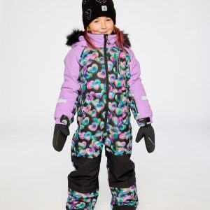 Alternative view of Kids One Piece Play Snowsuit Black Heart Print