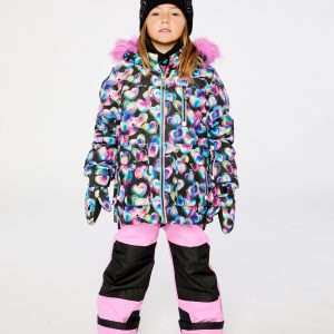 Alternative view of Two Piece Play Snowsuit Black Heart Print With Pink Pants