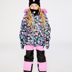 Two Piece Play Snowsuit Black Heart Print With Pink Pants - Image 3
