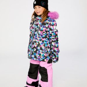 Two Piece Play Snowsuit Black Heart Print With Pink Pants - Image 4