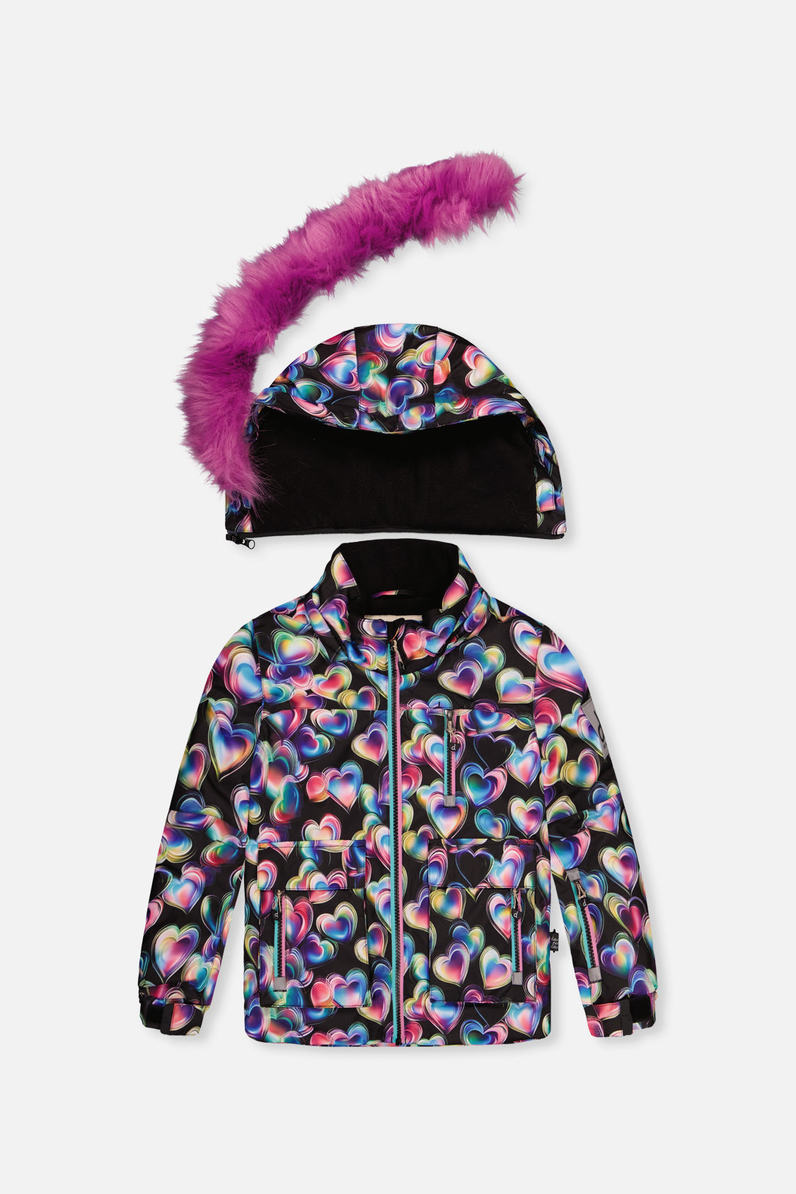 Two Piece Play Snowsuit Black Heart Print With Pink Pants - Image 5