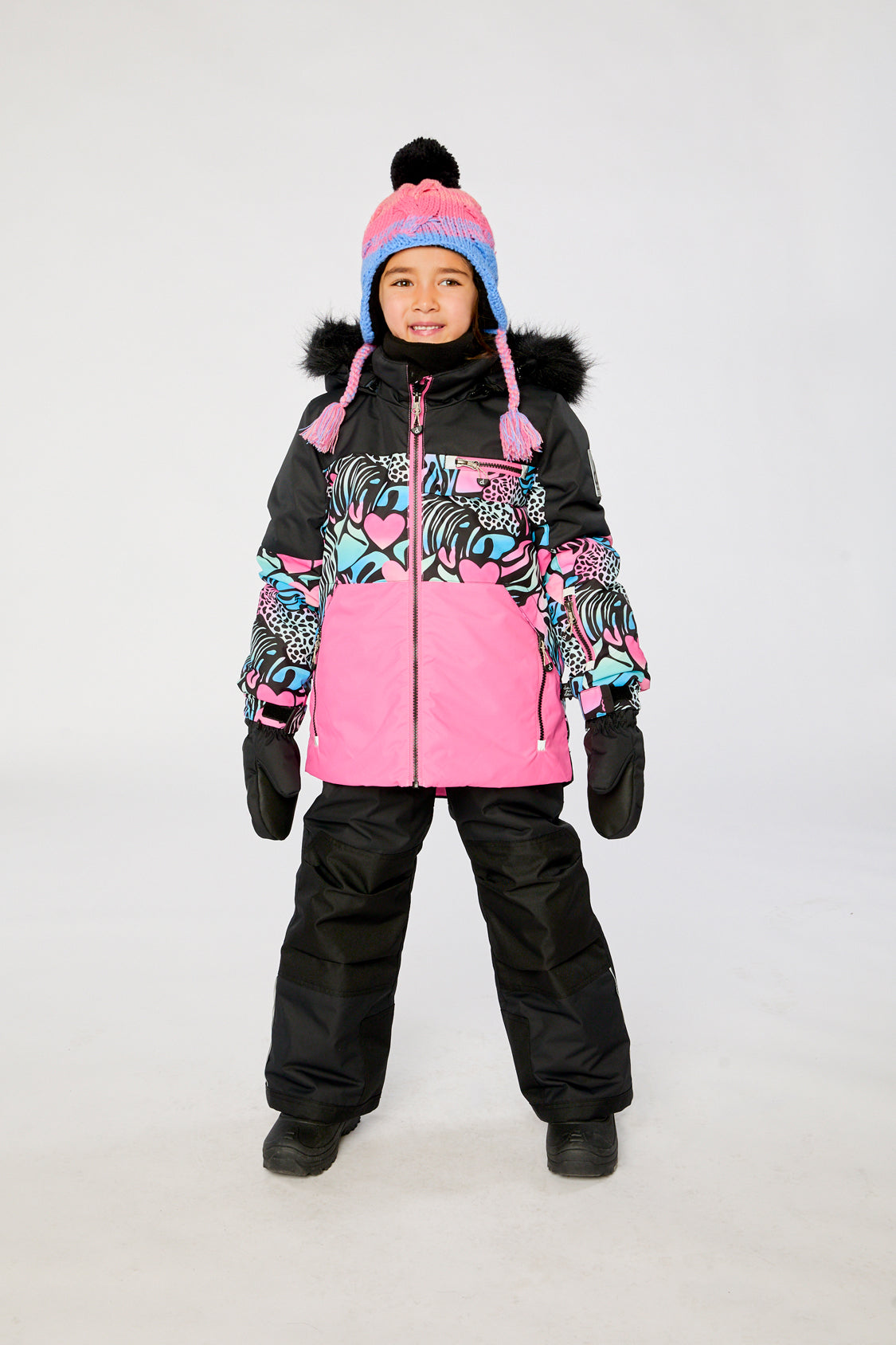 Two Piece Play Snowsuit Black Zebra Print With Black Pants - Image 2