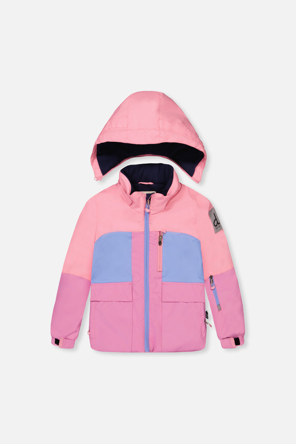 Two Piece Play Snowsuit Pink And Purple Colorblock With Watercolor Floral Print Pants - Image 5