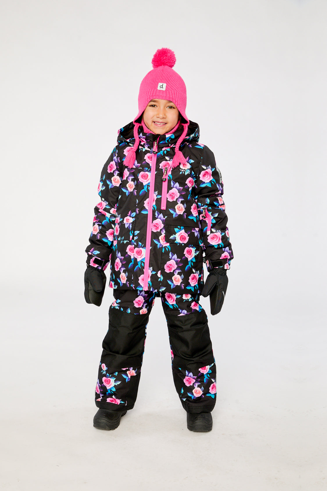 Two Piece Play Snowsuit Black Rose Print - Image 2