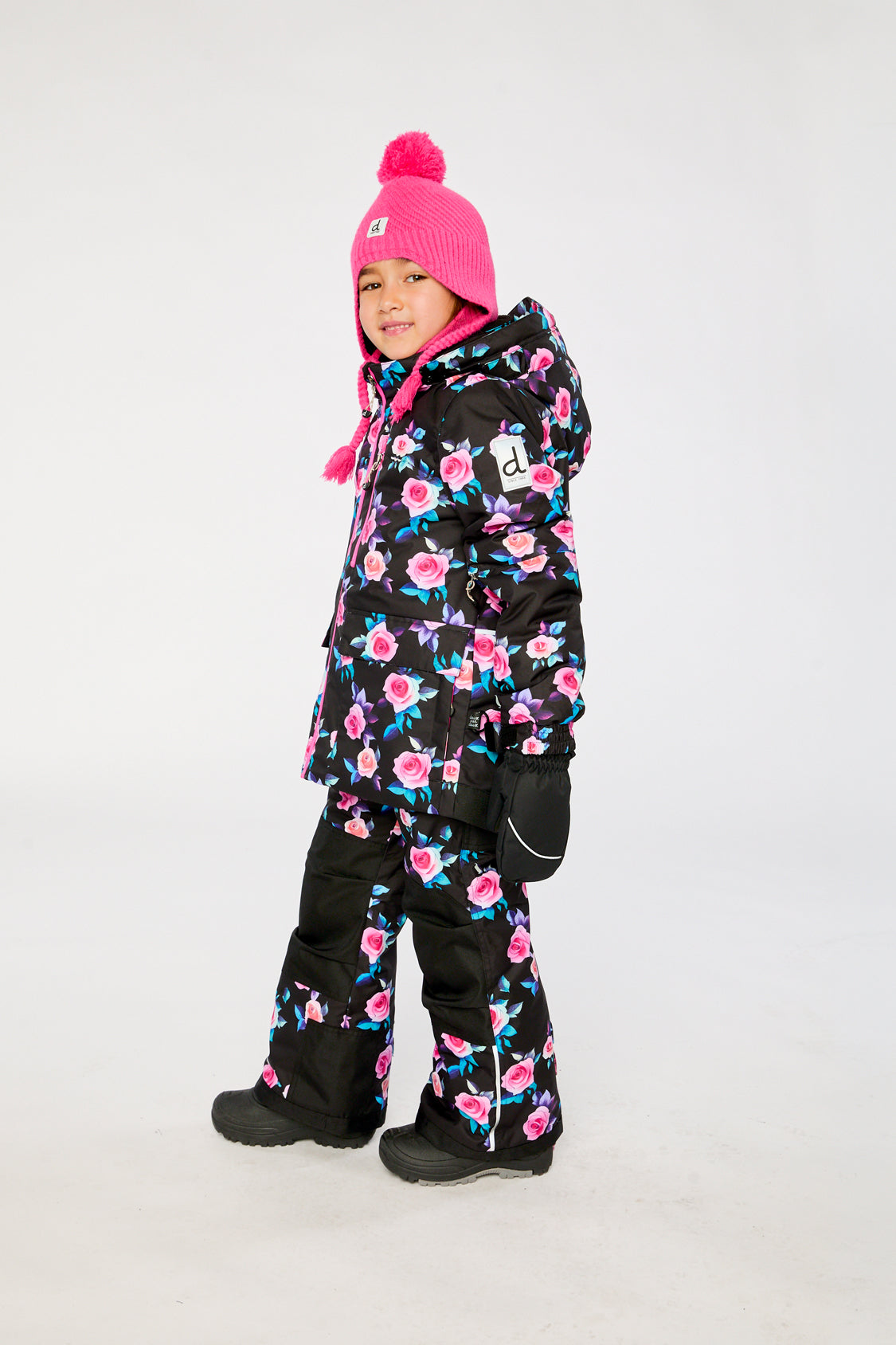 Two Piece Play Snowsuit Black Rose Print - Image 3