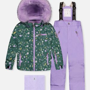 Two Piece Play Snowsuit Green Mini Flower Print - Image 7