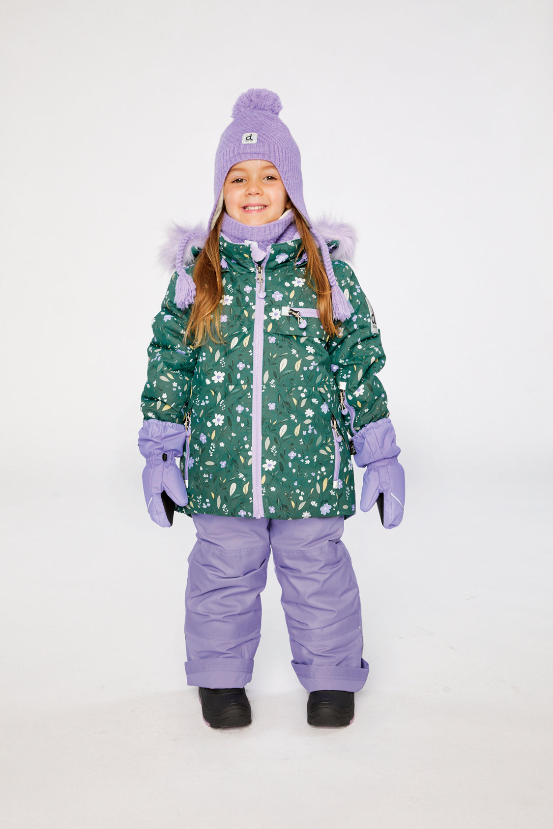 Two Piece Play Snowsuit Green Mini Flower Print - Image 2