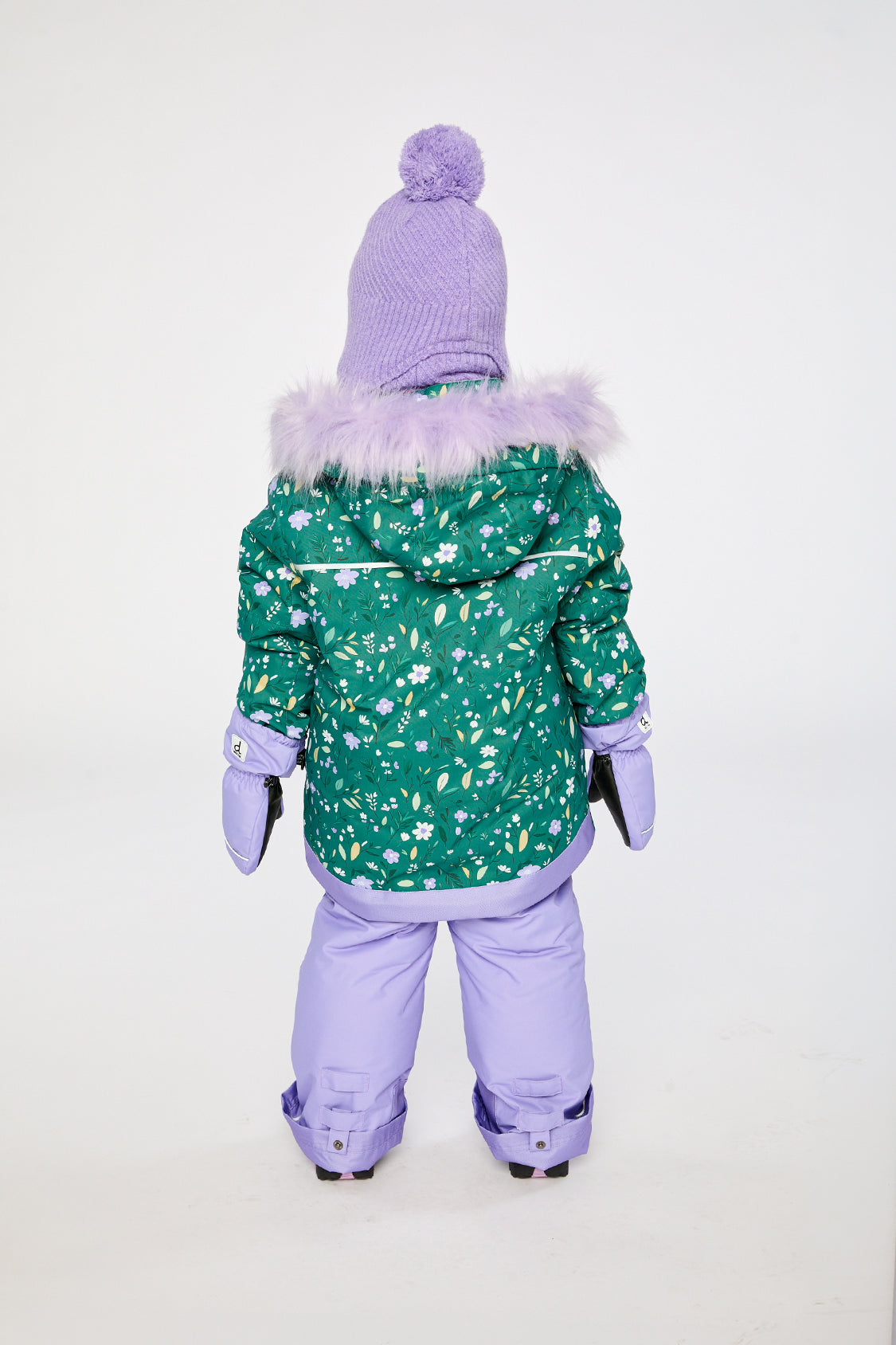 Two Piece Play Snowsuit Green Mini Flower Print - Image 4