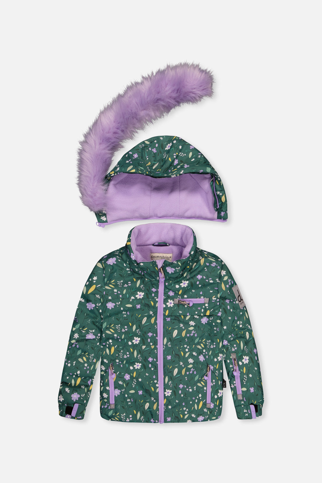 Two Piece Play Snowsuit Green Mini Flower Print - Image 5