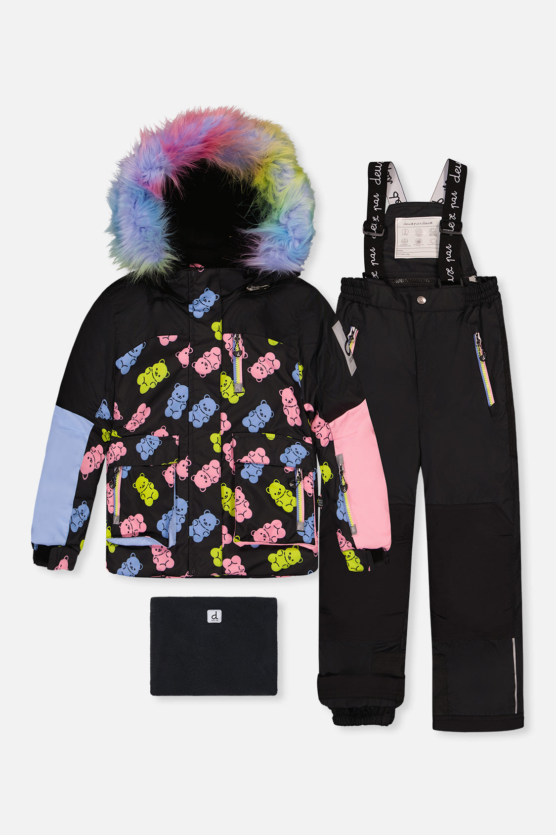 Two Piece Play Snowsuit Black Gummy Bear Print - Image 8