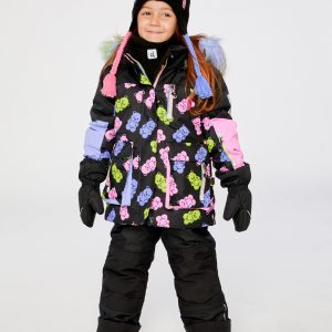 Two Piece Play Snowsuit Black Gummy Bear Print - Image 4