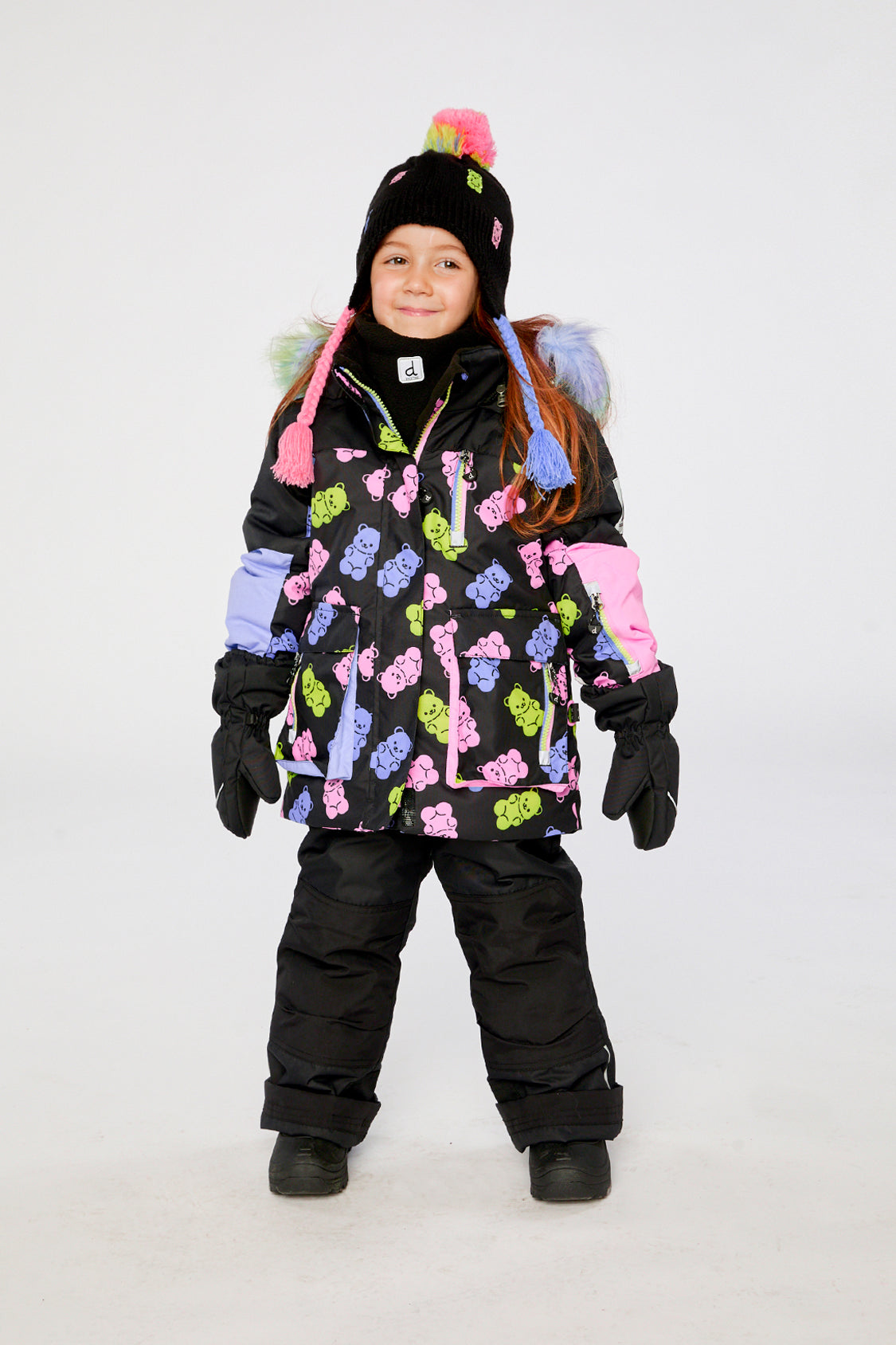 Two Piece Play Snowsuit Black Gummy Bear Print - Image 4