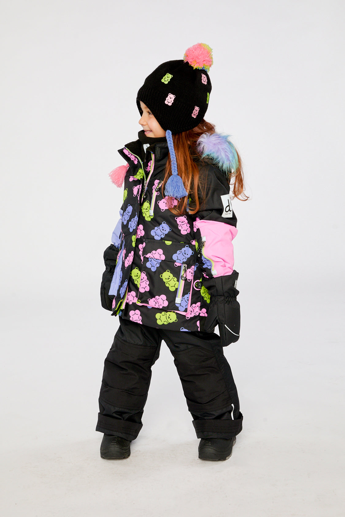 Two Piece Play Snowsuit Black Gummy Bear Print - Image 5