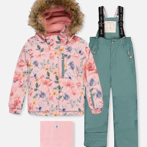 Two Piece Play Snowsuit Pink Vintage Floral Print - Image 15