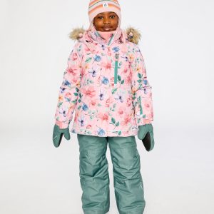 Two Piece Play Snowsuit Pink Vintage Floral Print - Image 3