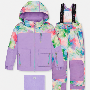 Two Piece Play Snowsuit Multicolored With A Diamond Pattern
