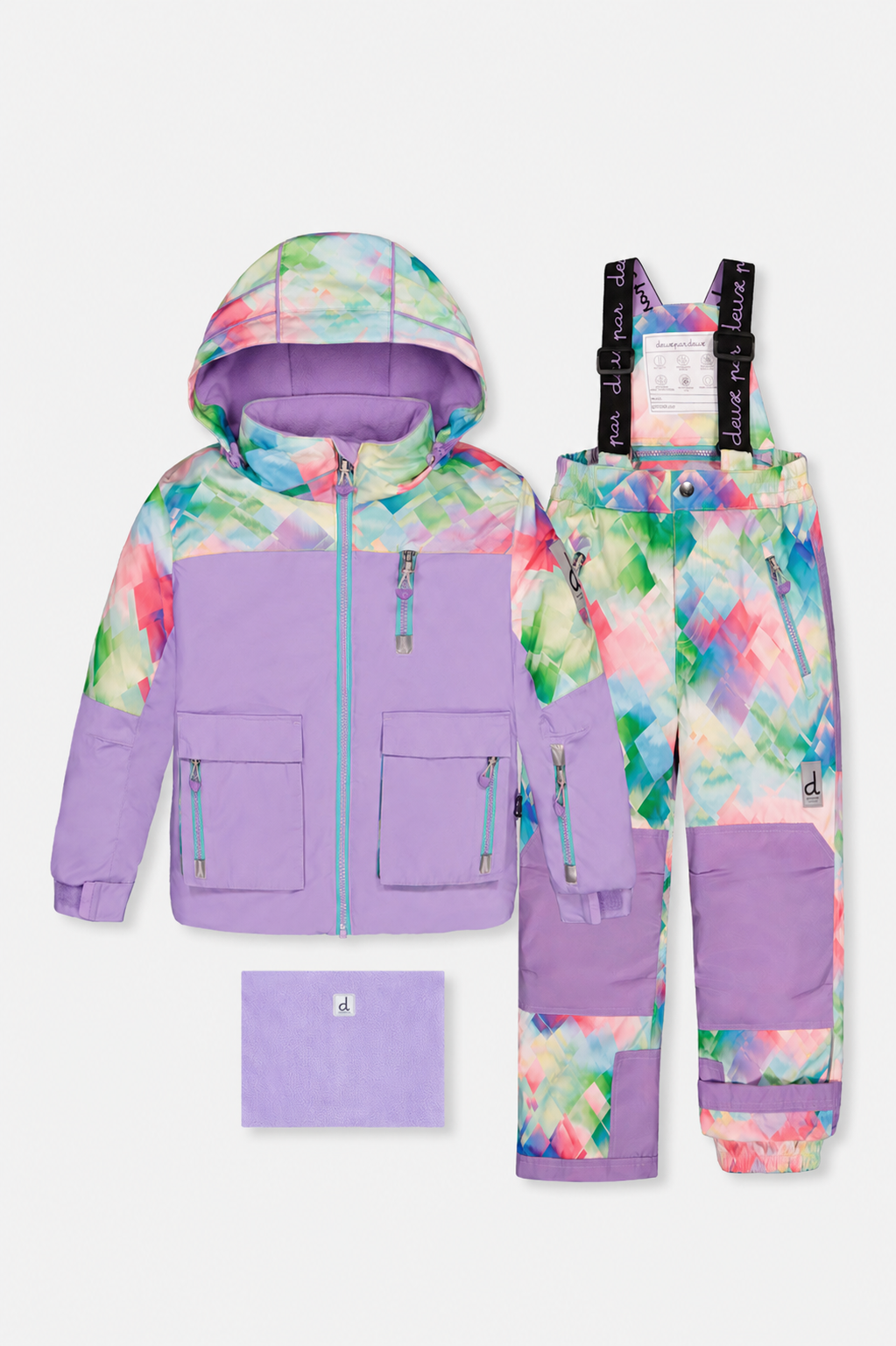 Two Piece Play Snowsuit Multicolored With A Diamond Pattern