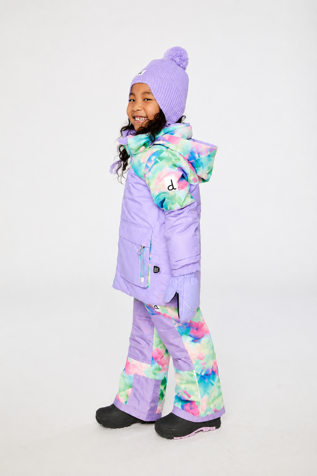 Two Piece Play Snowsuit Multicolored With A Diamond Pattern - Image 2