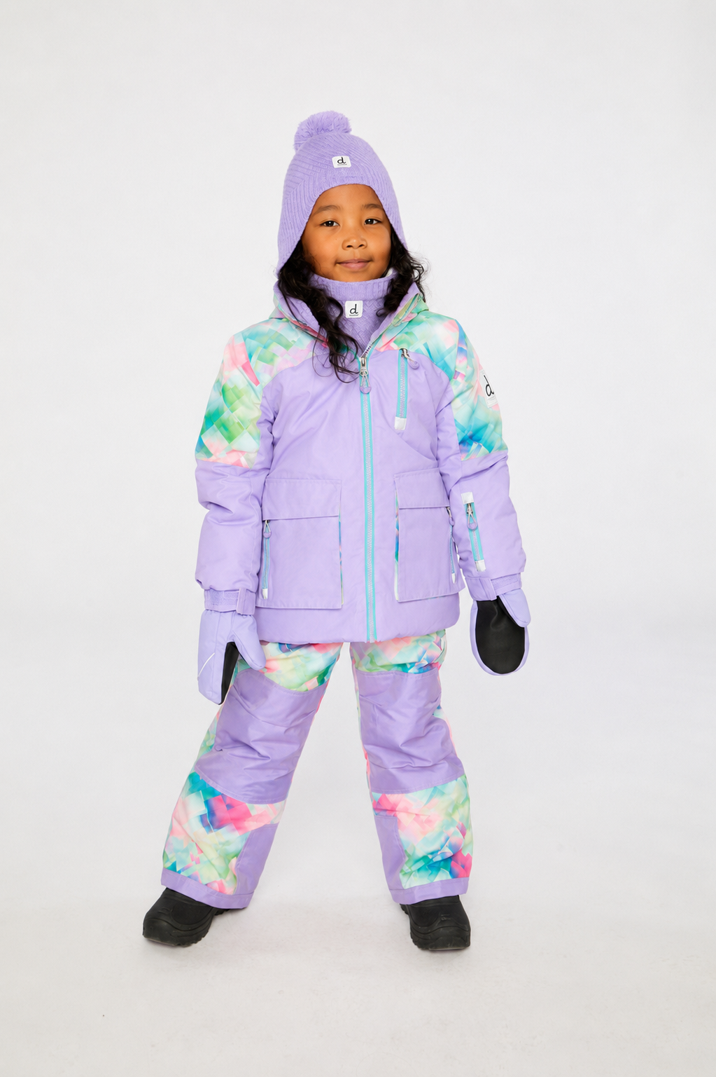 Two Piece Play Snowsuit Multicolored With A Diamond Pattern - Image 4