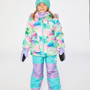 Alternative view of Two Piece Play Snowsuit Multicolored With A Diamond Pattern With Turquoise And Purple Pants