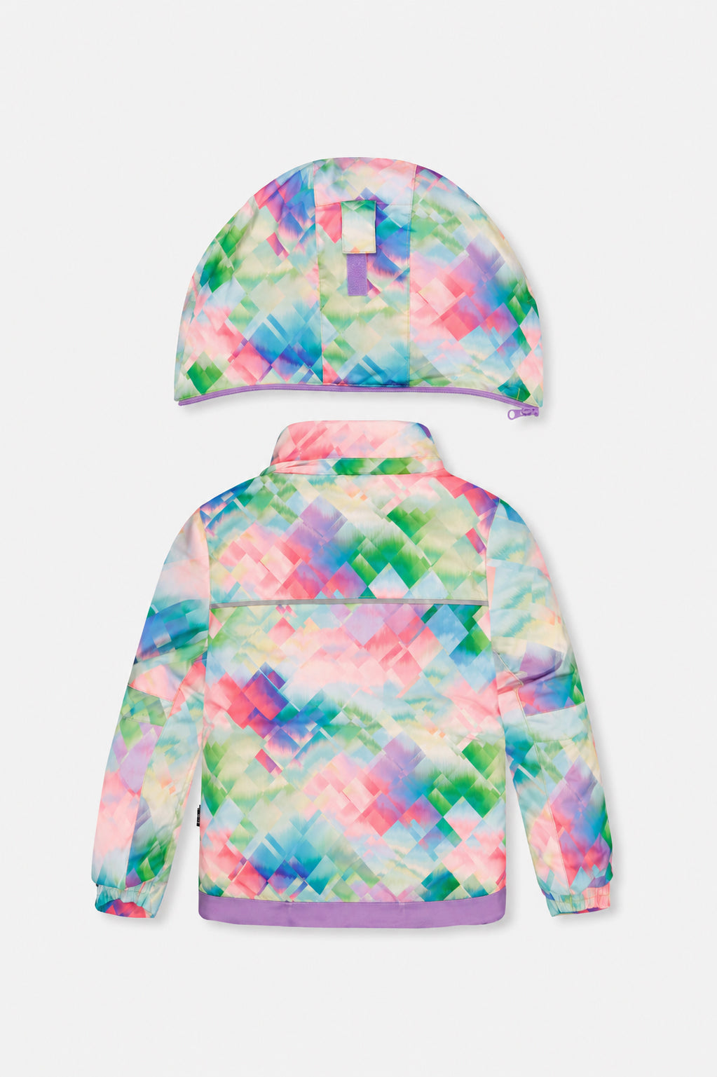 Two Piece Play Snowsuit Multicolored With A Diamond Pattern With Turquoise And Purple Pants - Image 5