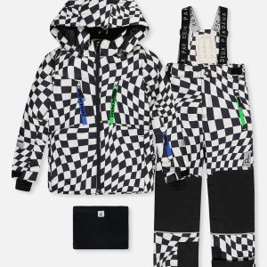 Two Piece Teknik Snowsuit White Checkered Print - Image 10