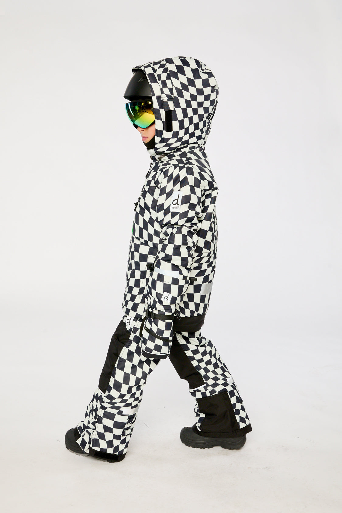 Two Piece Teknik Snowsuit White Checkered Print - Image 3