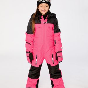 Kids One Piece Teknik Snowsuit Bright Pink - Image 2