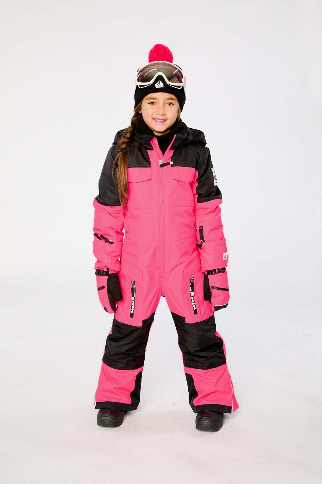 Kids One Piece Teknik Snowsuit Bright Pink - Image 2