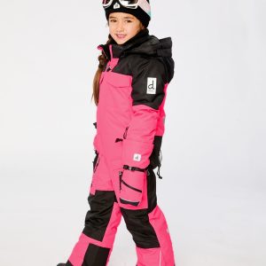 Kids One Piece Teknik Snowsuit Bright Pink - Image 4