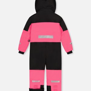 Kids One Piece Teknik Snowsuit Bright Pink - Image 3