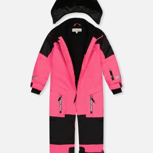 Kids One Piece Teknik Snowsuit Bright Pink - Image 5