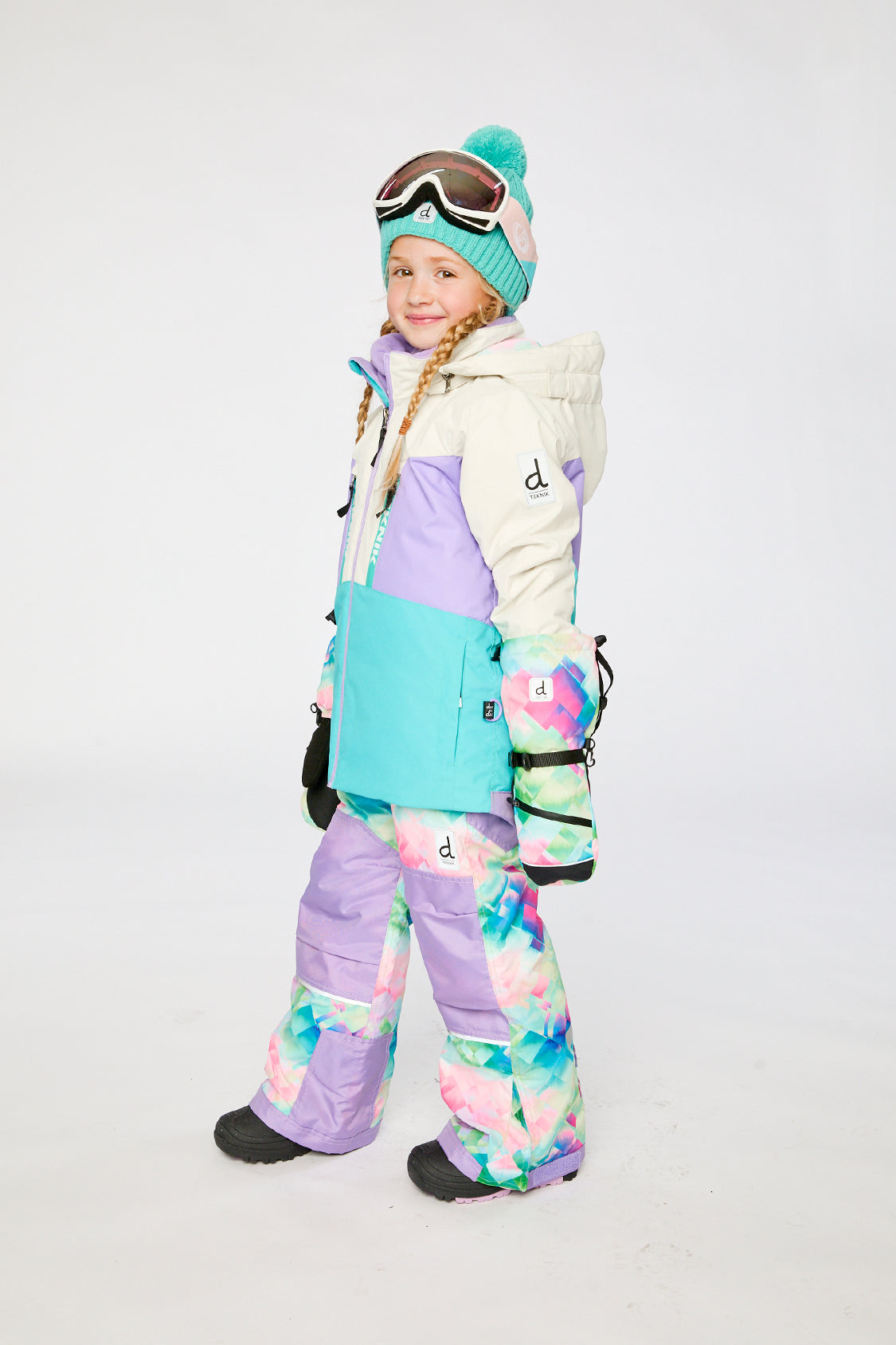 Two Piece Teknik Snowsuit Multicolored With A Diamond Pattern - Image 3