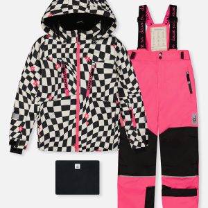 Two Piece Teknik Snowsuit Bright Pink And Checkered
